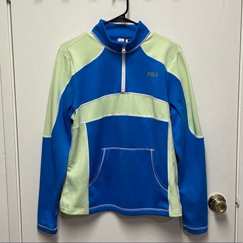 Fila Green and Blue Sports  Fleece Quarter Zip